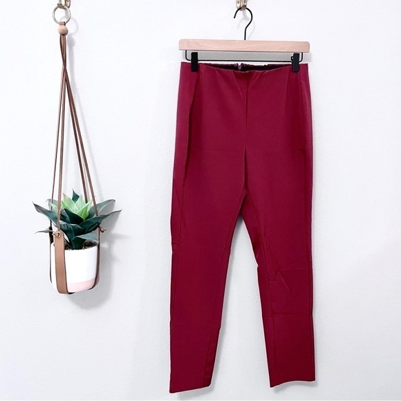 Theory Navalane Becker Burgundy Skinny Red Orange Workwear Casual Pants Size 8 - Picture 1 of 7